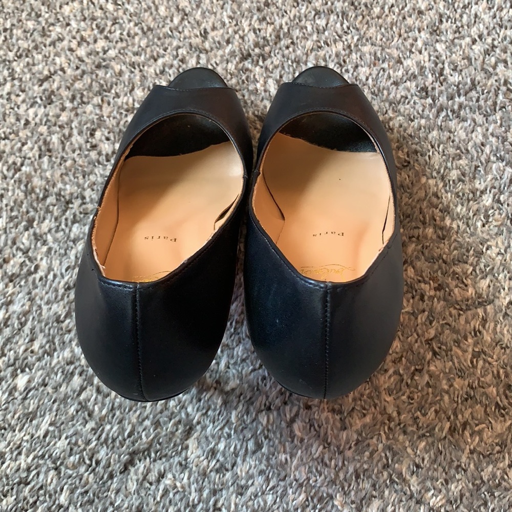 Louboutin Lady Peep Platform Black and Red Sole Heels Sz41 - Picture 6 of 14
